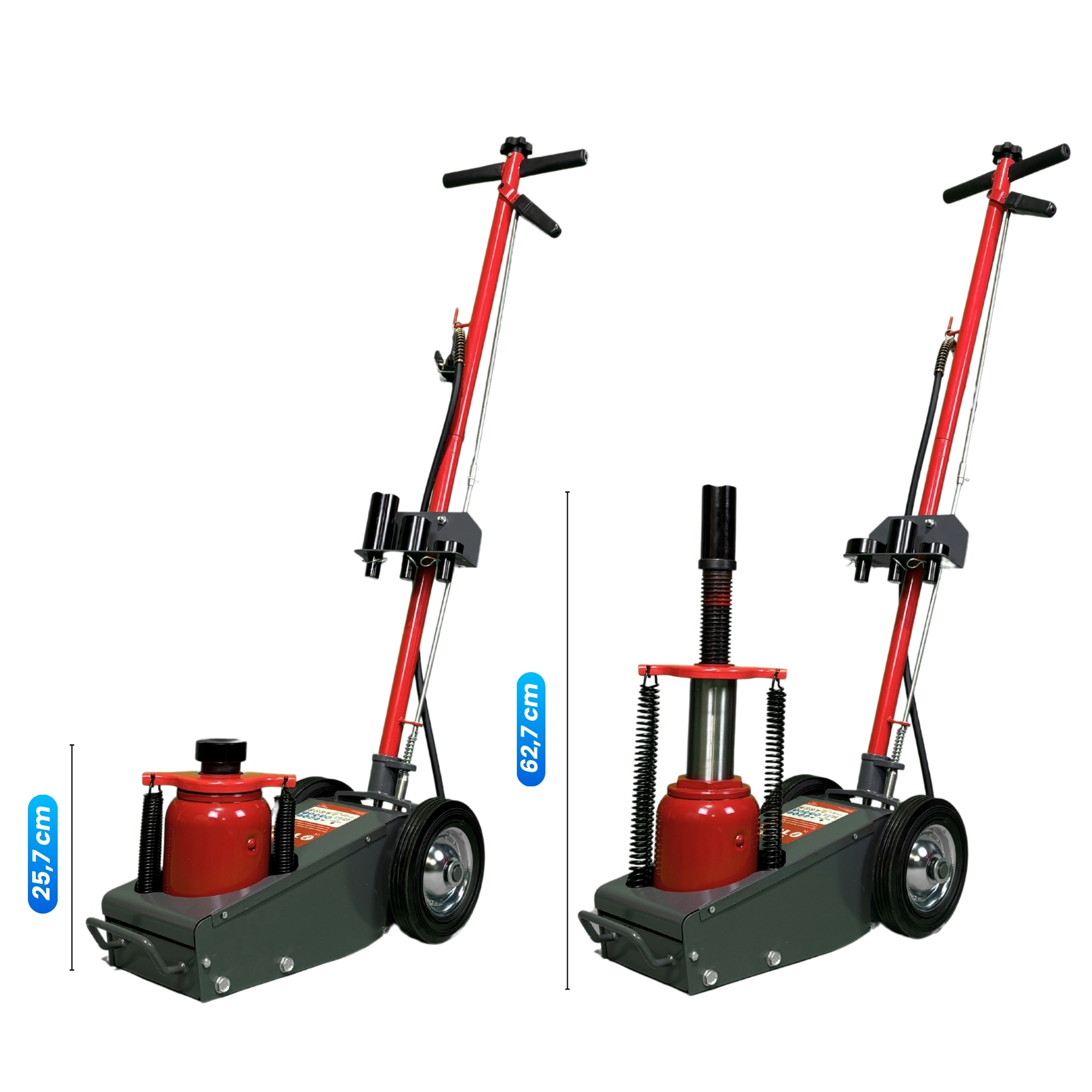 REDTOOL Pneumaticko-hydraulický zdvihák TRUCK 35t RT-2635 rozmery 1